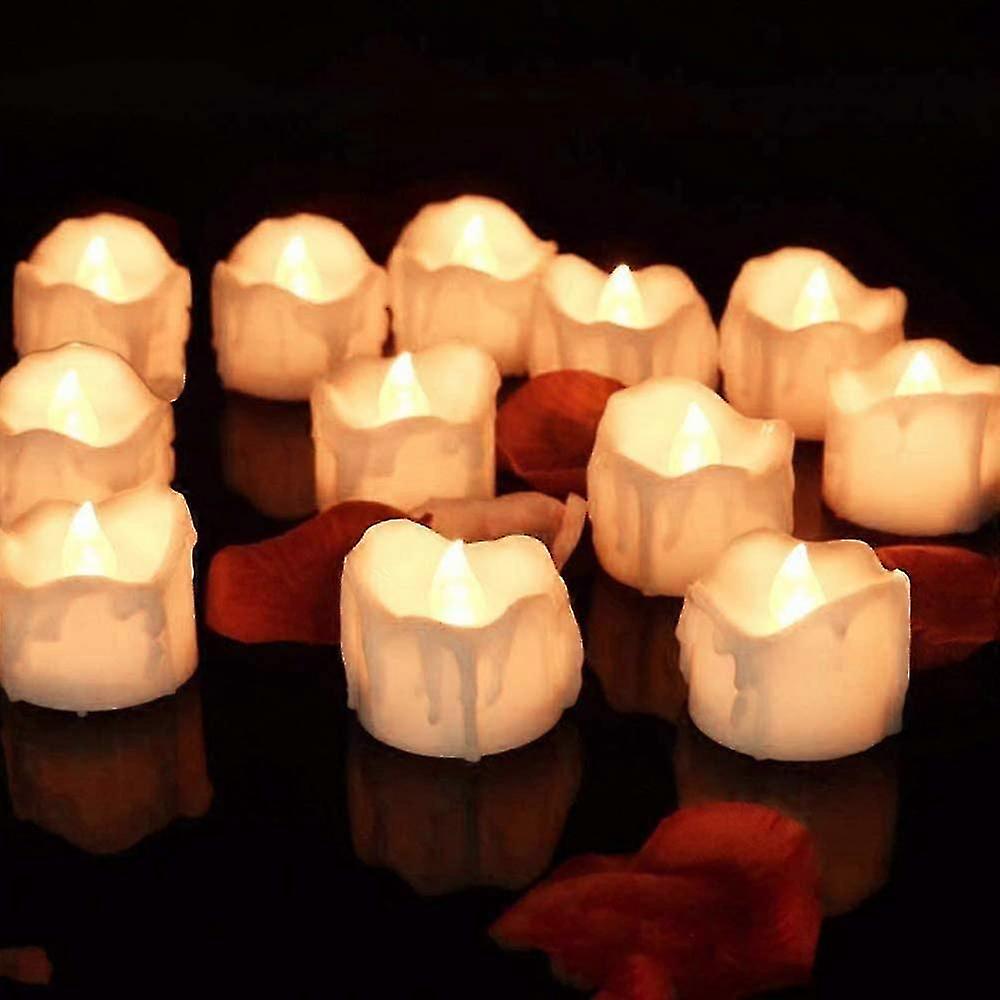 12pcs Led Flashing Flame Candle, 12 Led Candles, Warm White Led Light Emitting Electronic Candle Warm White Flashing