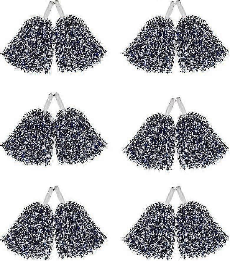 12 Pack Pom Poms Cheerleading Metallic Foil Cheer Pom Poms With Plastic Handles For Cheering Squard Team Spirit Sports