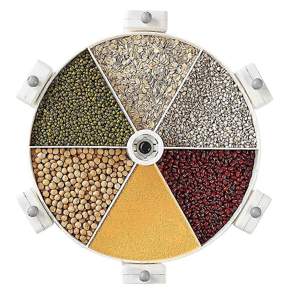 Wall Mounted Grain Dispenser 5 Compartments Dry Food Dispenser Rotating Cereal Container for Kitchen Gadget