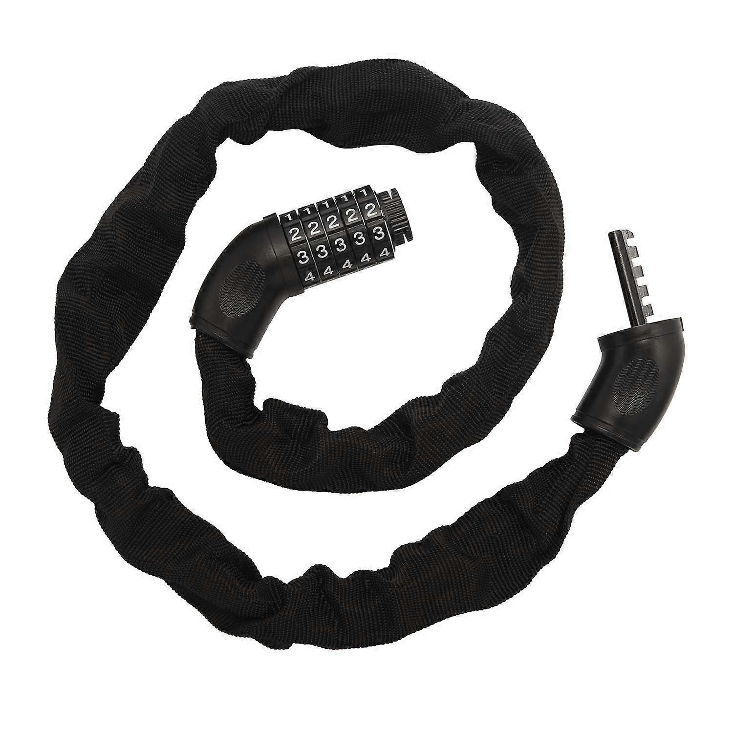 1M Bicycle Chain Heavy Service 5 Dina Lock Combination Code Thick Bicycle Chain Motorcycle Lock (Black) Model 1M Lock