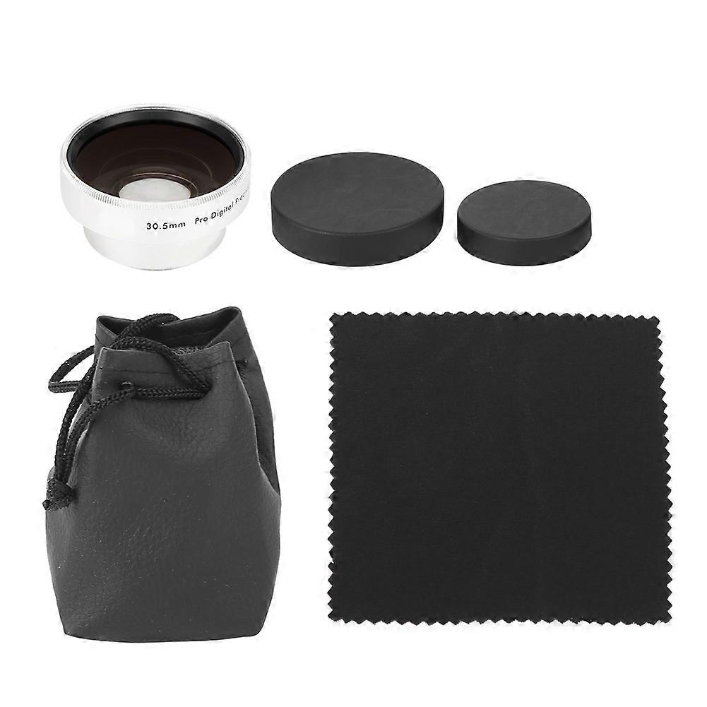 Optical Glass Silver 0.45X Camera Wide Angle Magnification Additional Lens for 30.5mm Camera Lenses