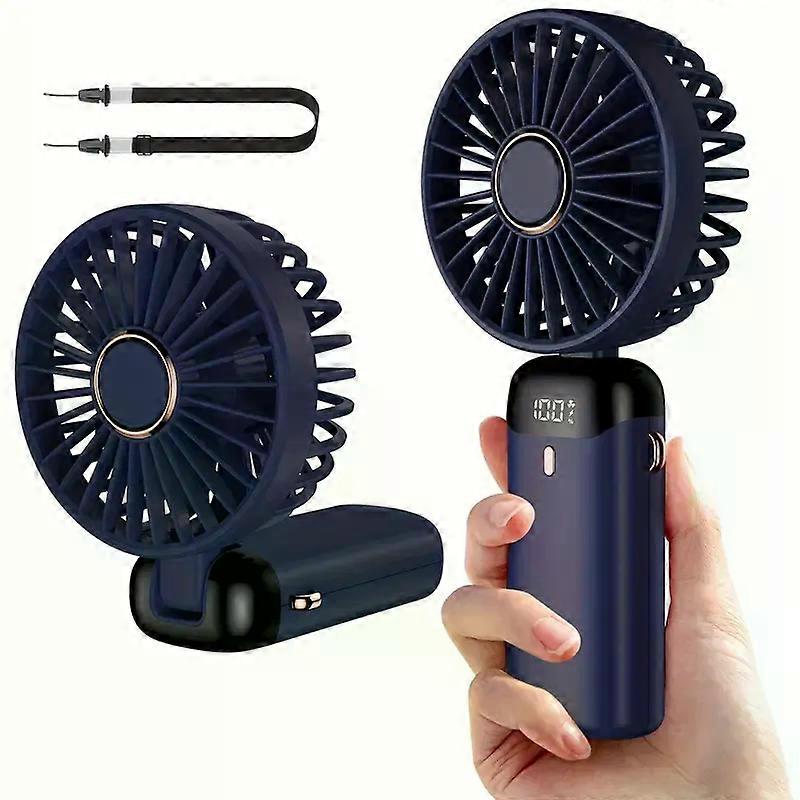 1pc Mini Portable Fan, Handheld Fan, Personal Mini Fan, USB Rechargeable, 5 Speeds, 90 Foldable Battery Powered, Mini Fan With LED Display, Desk Fan, 