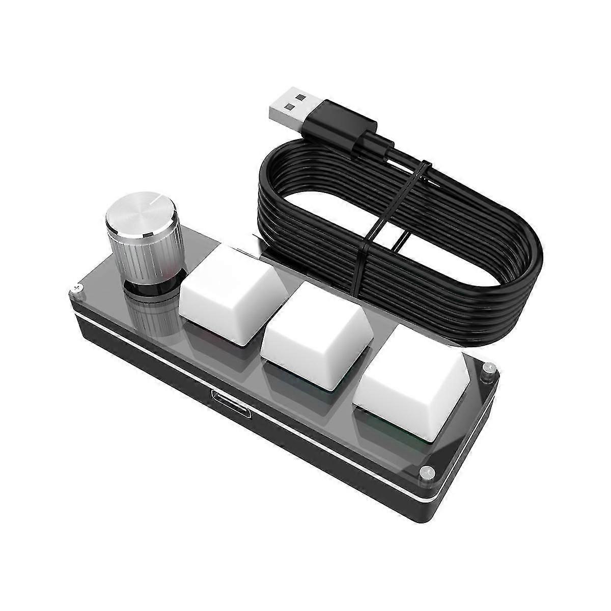 Three Key USB Wired Mini Keyboard Knob Mechanical Keyboard Fast Office Volume Control Keyboard for