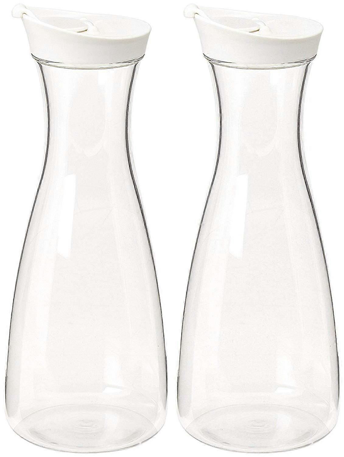 2 Pack Large White Carafe Pitcher for Juice and Water 57 oz. (1.7 LT.)