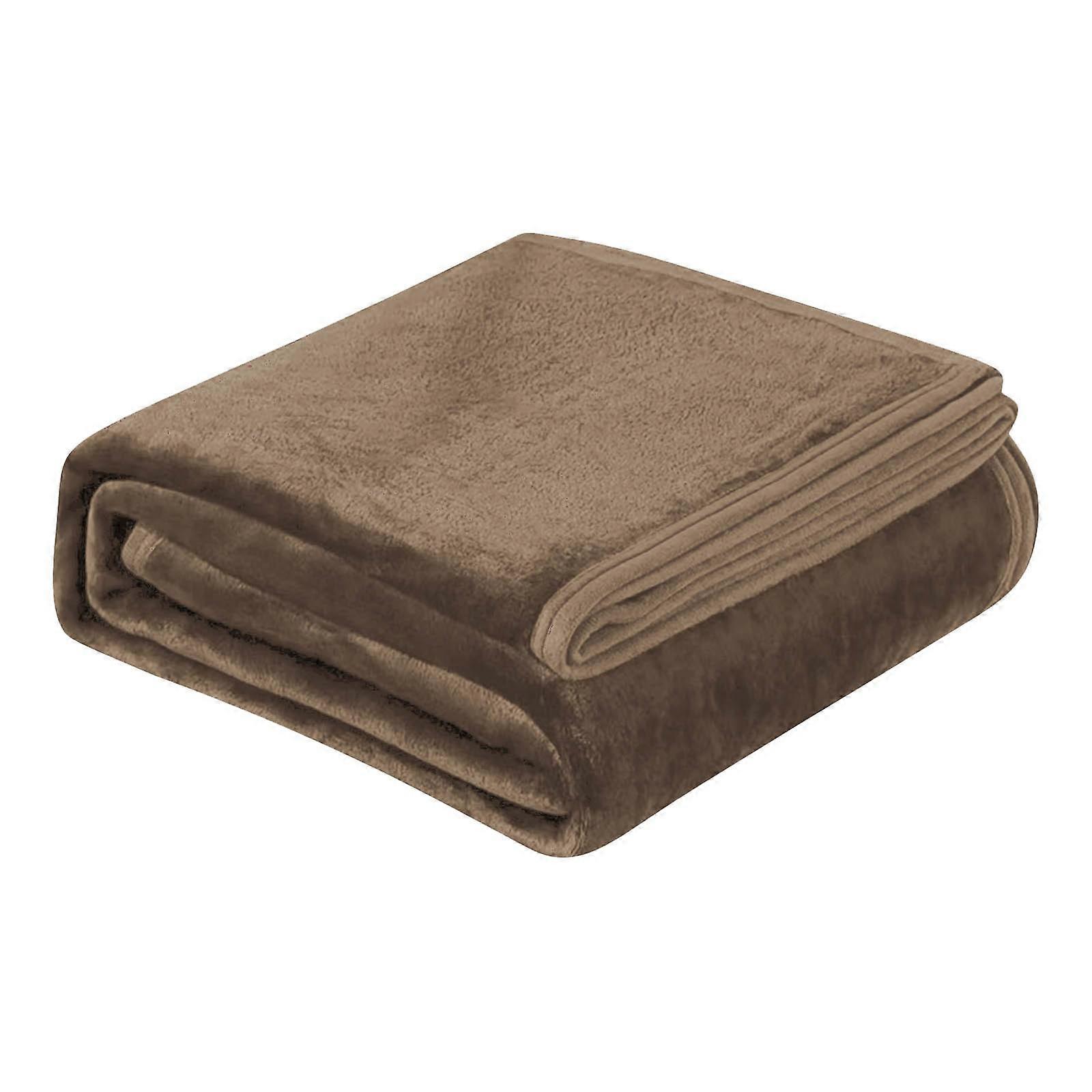 Super Soft Warm Solid Warm Fleece Blanket Rug Sofa Bedding 100x150cm