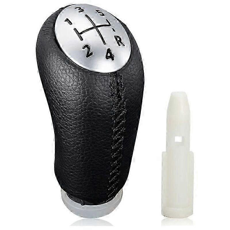 Manual gear shift knob for Renault Clio III 2005-09, Megane 2 Laguna 2003-09, black leather, with adapter