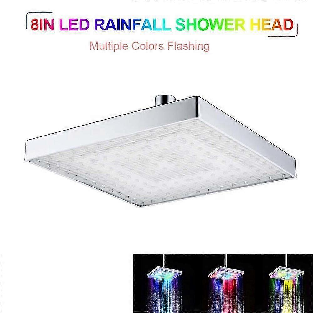 LED Rainfaller Head Squareer Head Automatically RGB Color-Changing Temperature Sensor