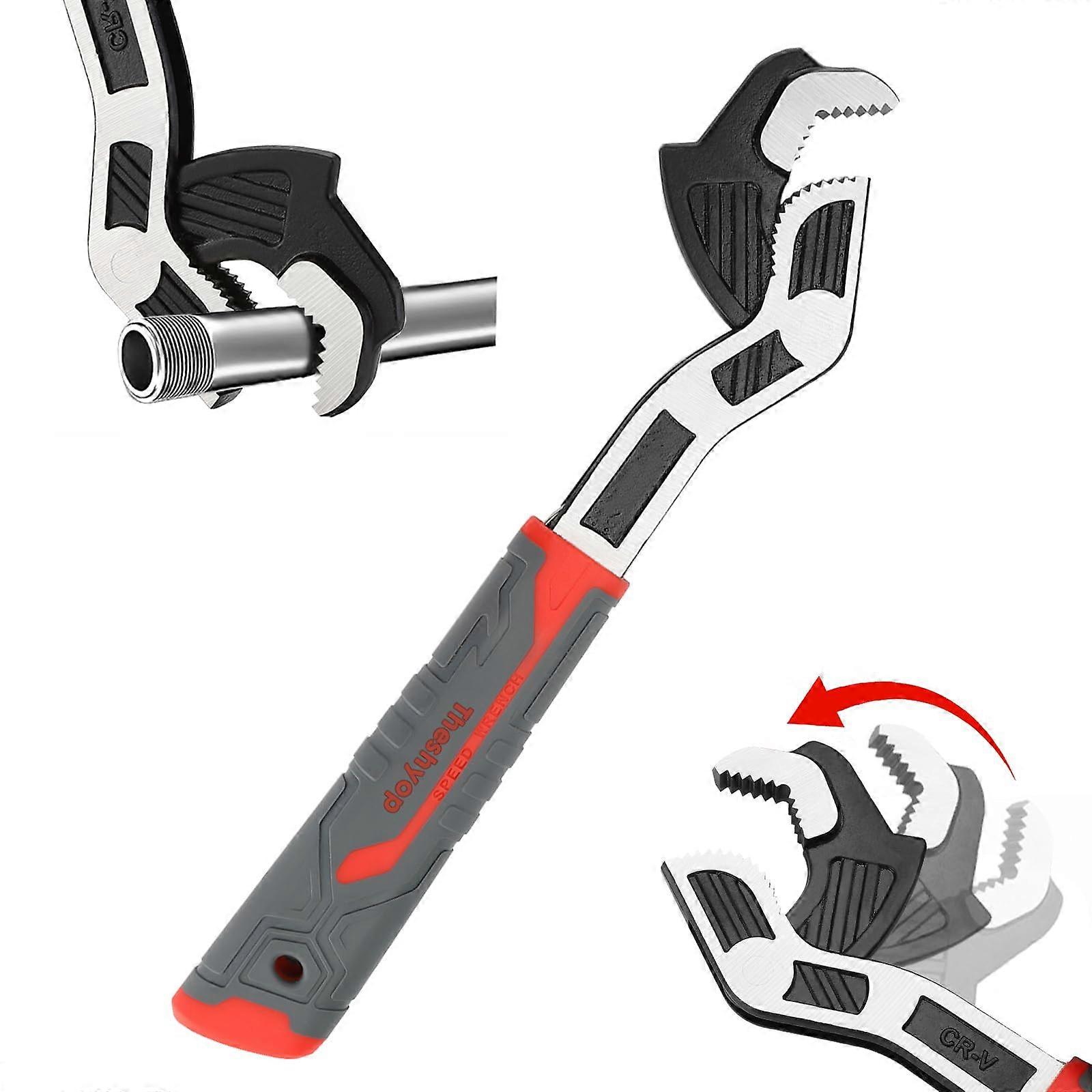 Multifunctional Self-Locking Wrench - Adjustable Pipe Wrench 10 Inch Chrome Vanadium Alloy Steel with Non-Slip Handle