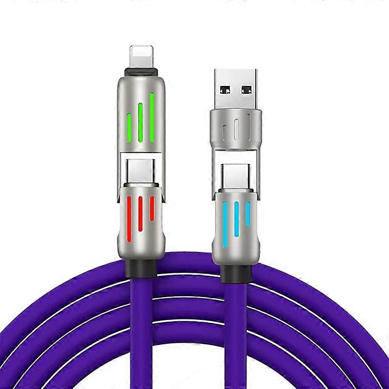 240W Super Fast Charging Cable 4 In 1 Multi Connectors Charger Rotating Elbow USB To Type-C 1.2M Mobile Phone Charger Cable