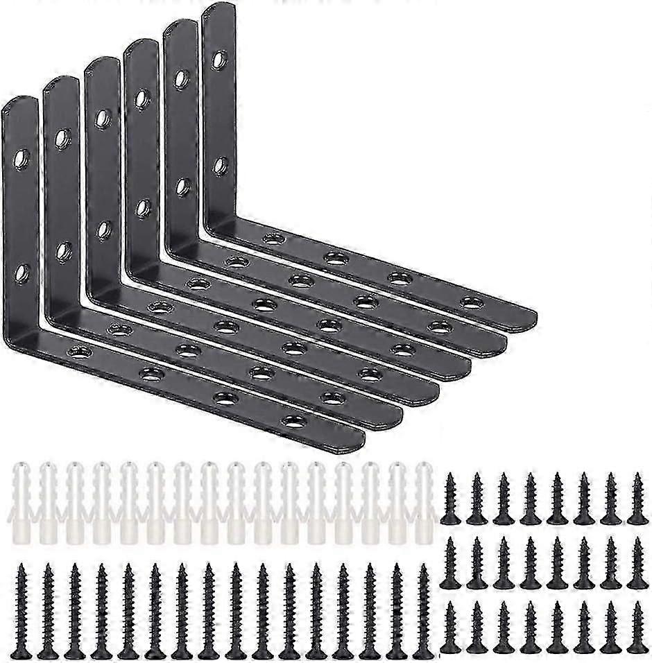 L-Bracket,Black Shelf Brackets,Black Wall Shelf Shelf Bracket,Fixing Bracket,90 Shelf Bracket For Corner Shelf,Screw-on Bracket6pcs