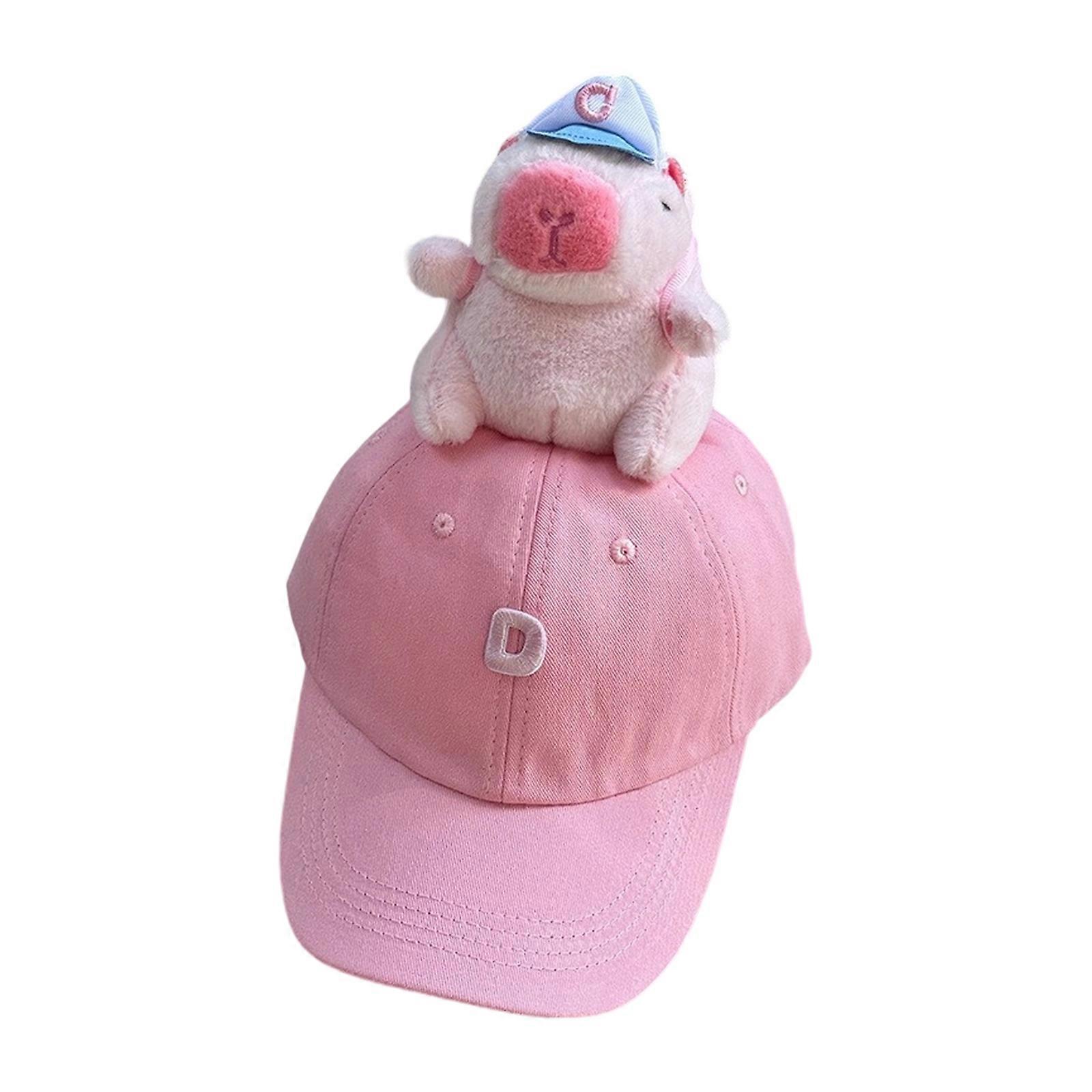 כובע בייסבול Capybara נוח לילדים הרפתקה חיצונית מפגש משפחתי מסוגנן כובע בייסבול עמיד לשמש למסיבה ורוד