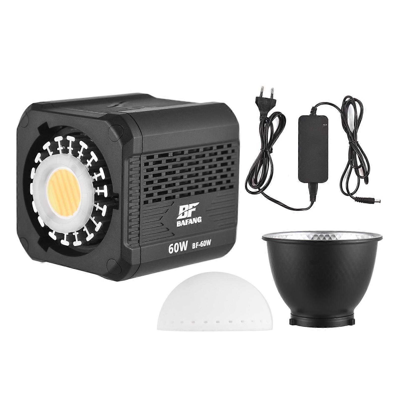 BF-60W Compact COB Video 60W LED Fill Light 2700K-6500K Dimmable 6 Scene Lighting Effects Bowens Mount with Reflector Diffuser for Indoor Outdoor Vlog