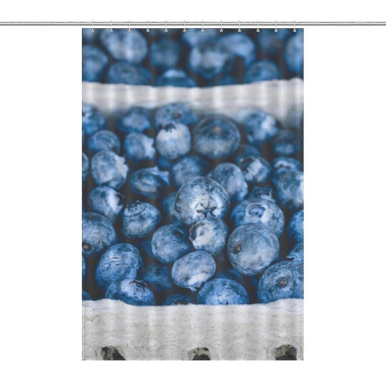 ブルーベリープリントシャワーカーテン