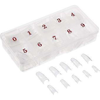 500 Pieces False Nails and Tips Kit Nail Art Tips Natural French Artificial ABS with Box for Women Girl geltransparent