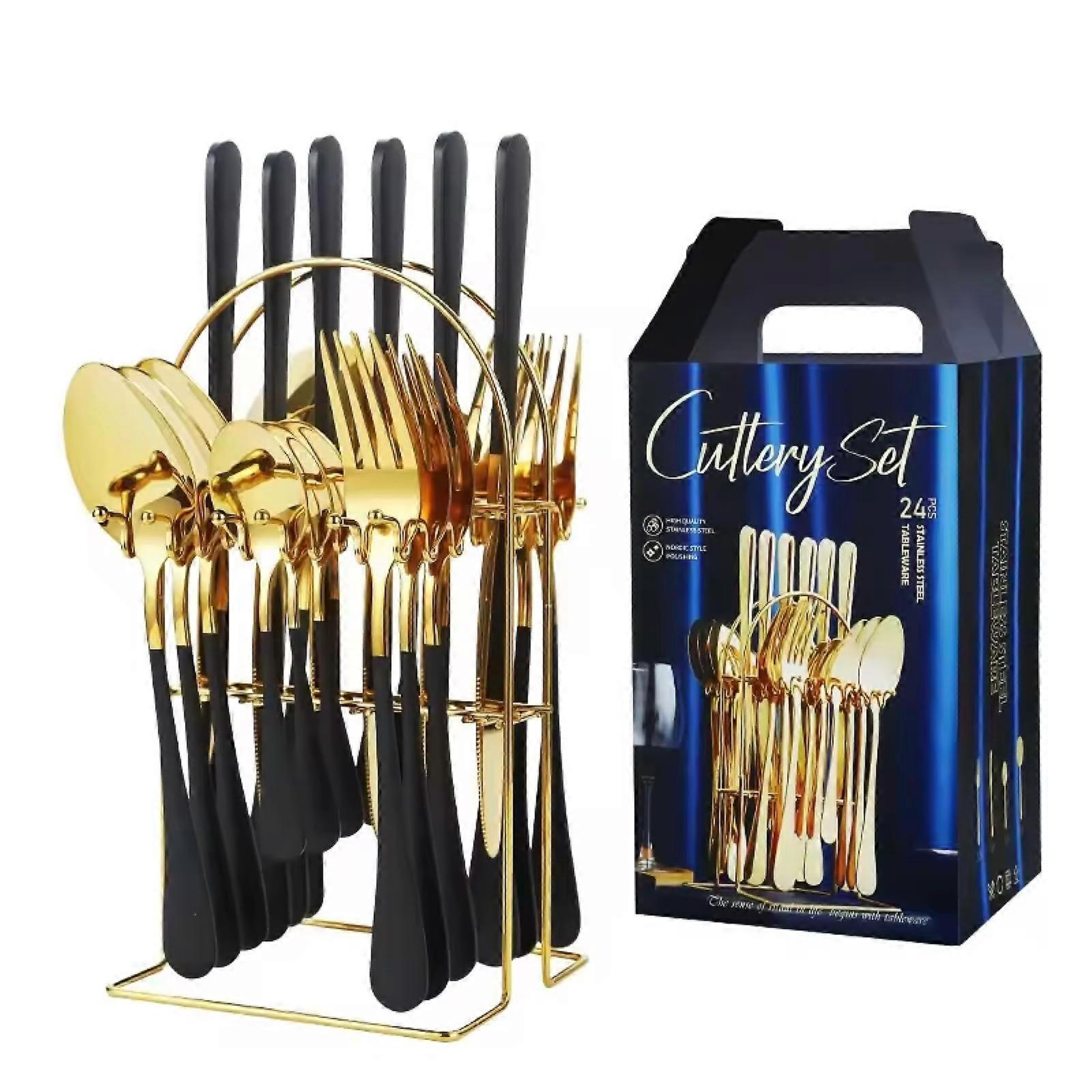 24 Pieces & Rust Resistant Cutlery Set for Home Dinner Parties