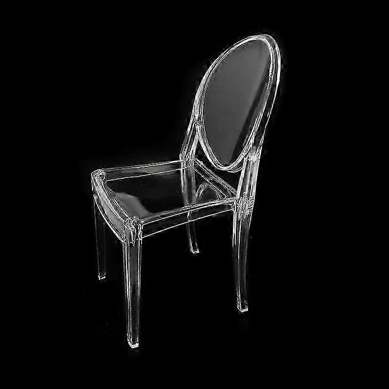 2 كرسي طعام من الكريستال البلاستيكي في منتصف القرن ، أثاث مصغر (شفاف)