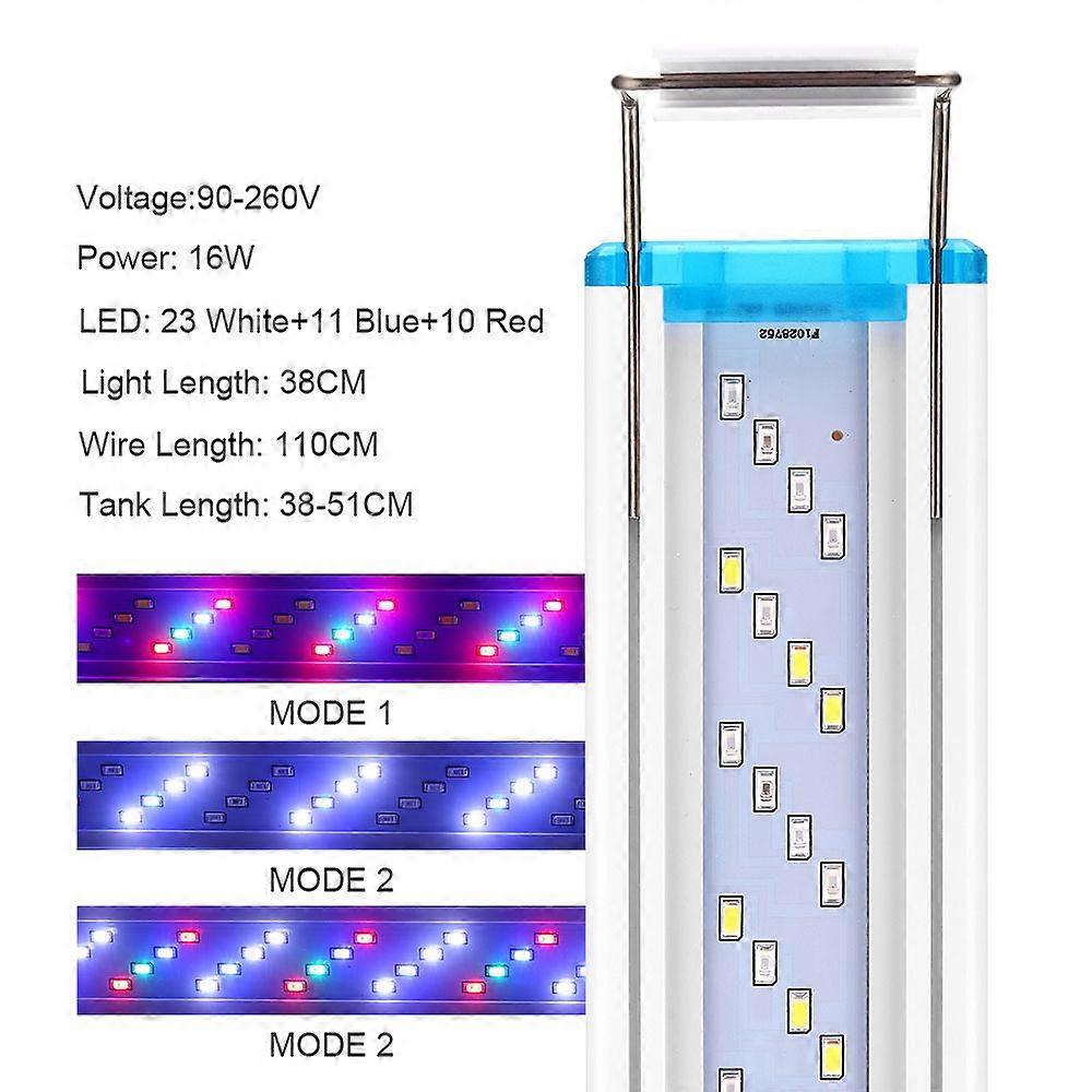 Ultra-thin Aquarium LED 8 Watts for 7 to 12 Inch Three Color Modes Adjustable Fish Tank Light with Extendable Bracket