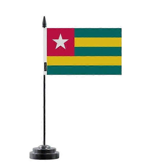 Table Flag - Togo - 14 x 21 cm - Polyester - Plastic Pole - Double-Sided Print