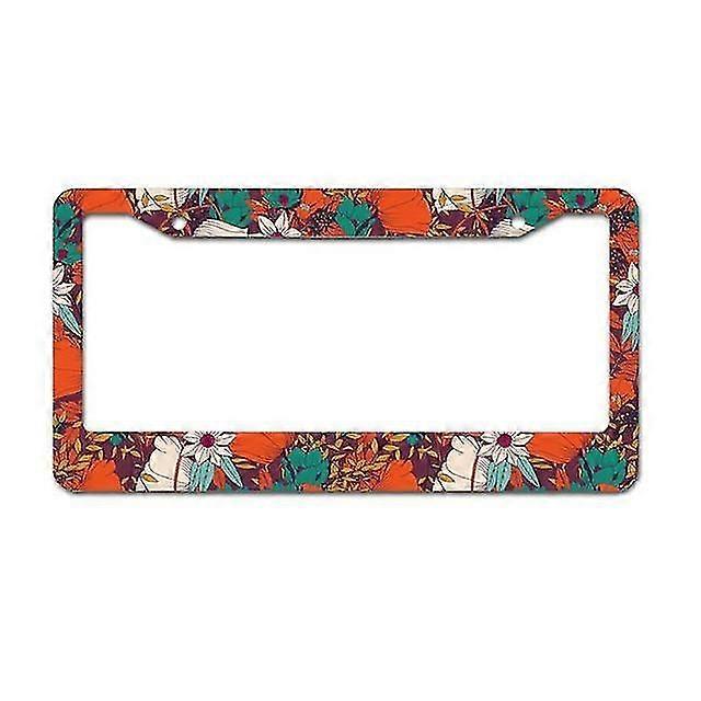 Peceeta Palm Leaves License Plate Frame 2 Holes 1 Frame Matte Aluminum Weather-proof Theft-proof Frames White 16x31cm"] E7ca