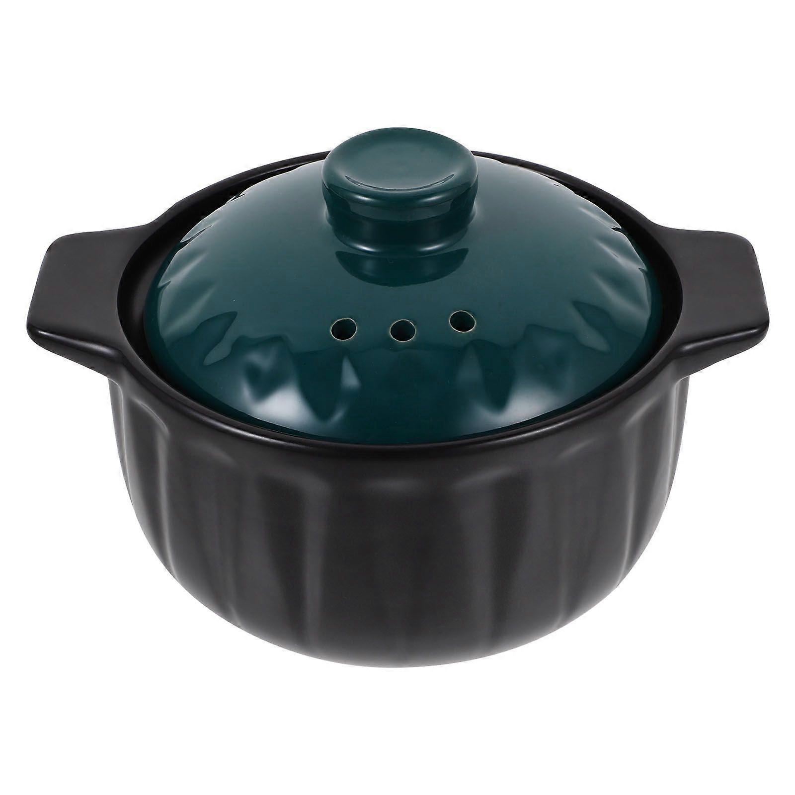 1Pc Practical Ceramic Stew Pot with Lid Ceramic Cooking Pot Household Accessory