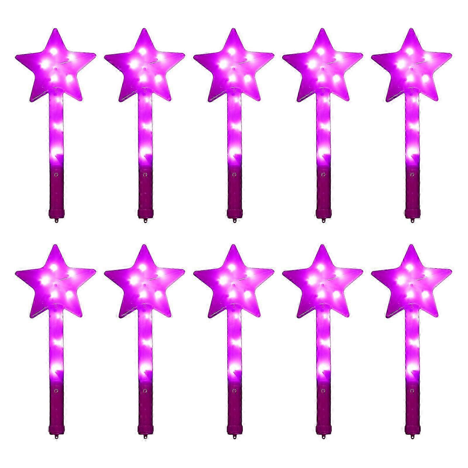 Light Up Magic Wands Glowing Sticks LED Flashing Stick Set of 10 Colorful Star Fairy Wand Children Birthday Party Supply Purple