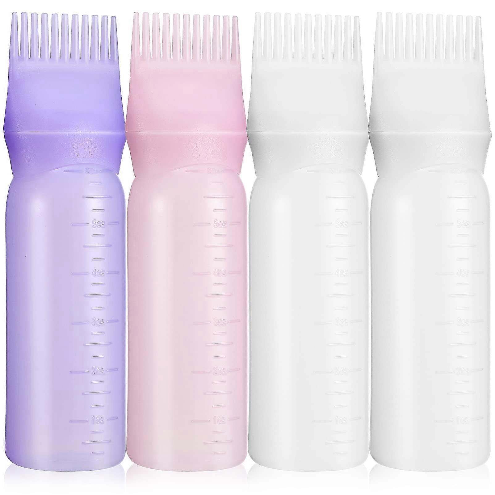 4 Pcs Root Comb Applicator Bottles, Hair Oil Bottles Hair Coloring Bottles with Comb Hair Styling Tools for Salon