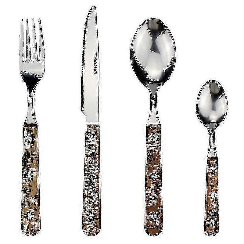 Classic Elegant Resin Rivets Handle Style Stainless Steel Western Cutlery 4 In 1 Set Delicate Utensils Dinnerware For Home
