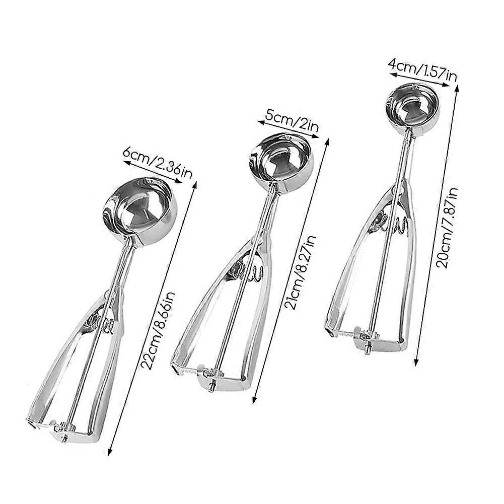 Set 3 Palette Per Gelato In Acciaio Inox – Misure 4, 5, 6 Cm, Con Meccanismo A Sgancio, Lavabili In Lavastoviglie - 3