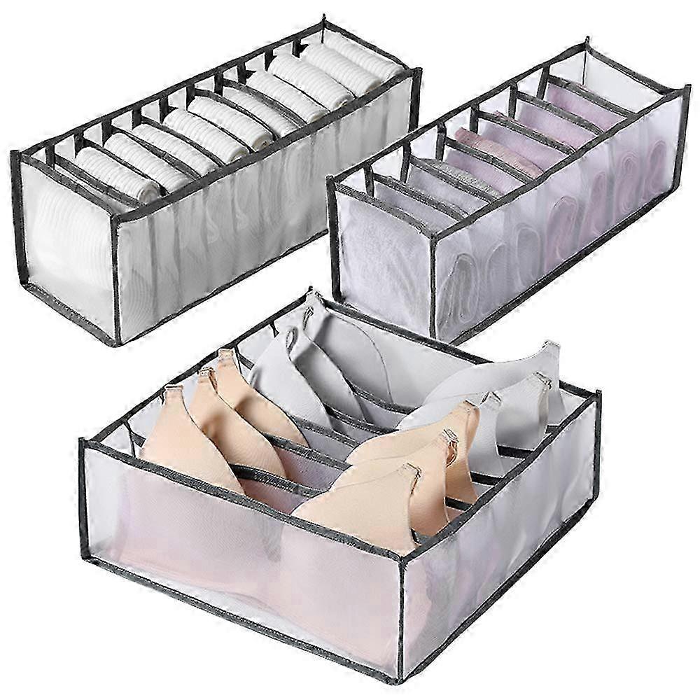 Bra & Sock Drawer Organizer, Foldable Storage for 3 Bras