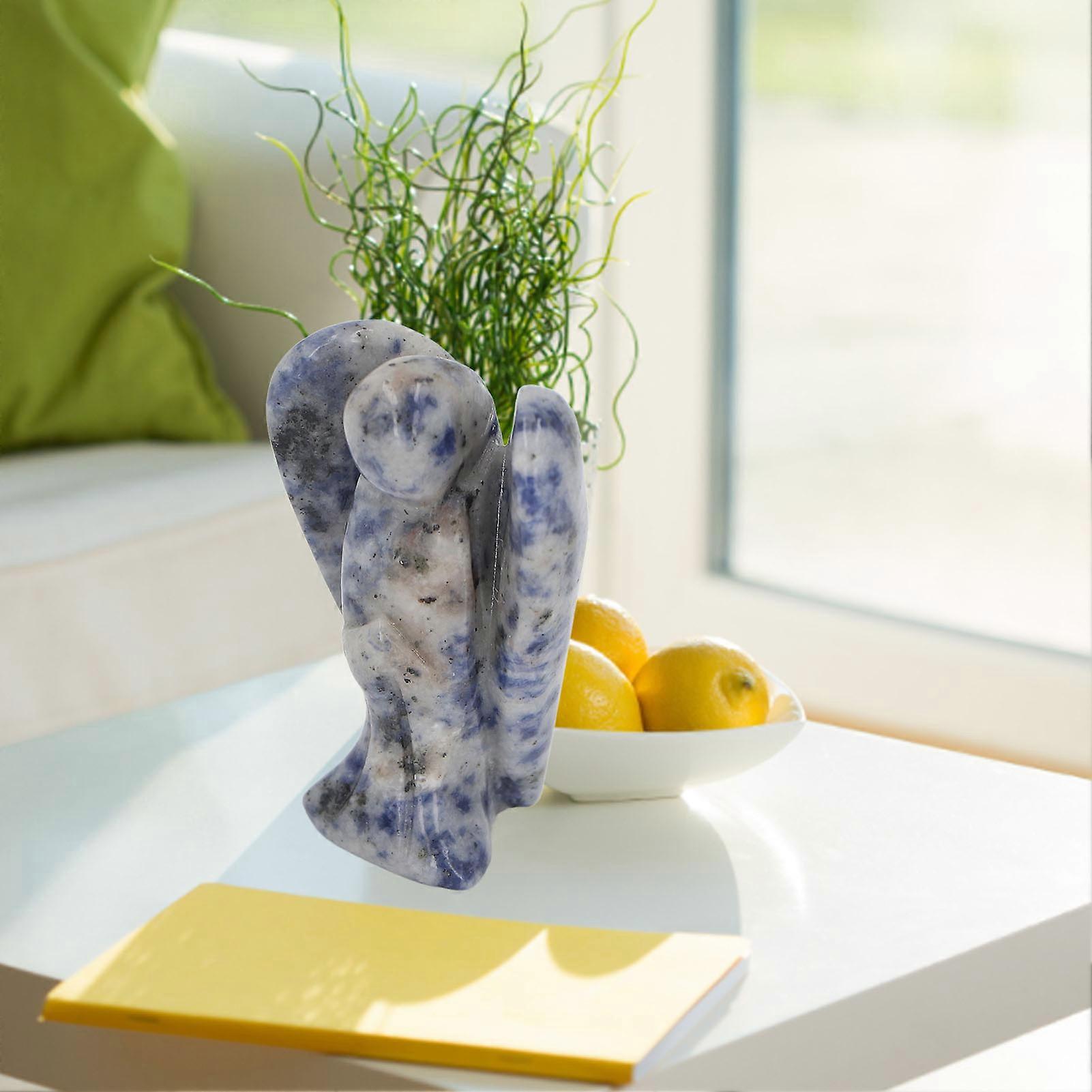 Estátua de Anjo da Guarda de 2 Polegadas com Anjo da Guarda para Humor e Cor de Bolso Pedra de Cura Ponto Azul 