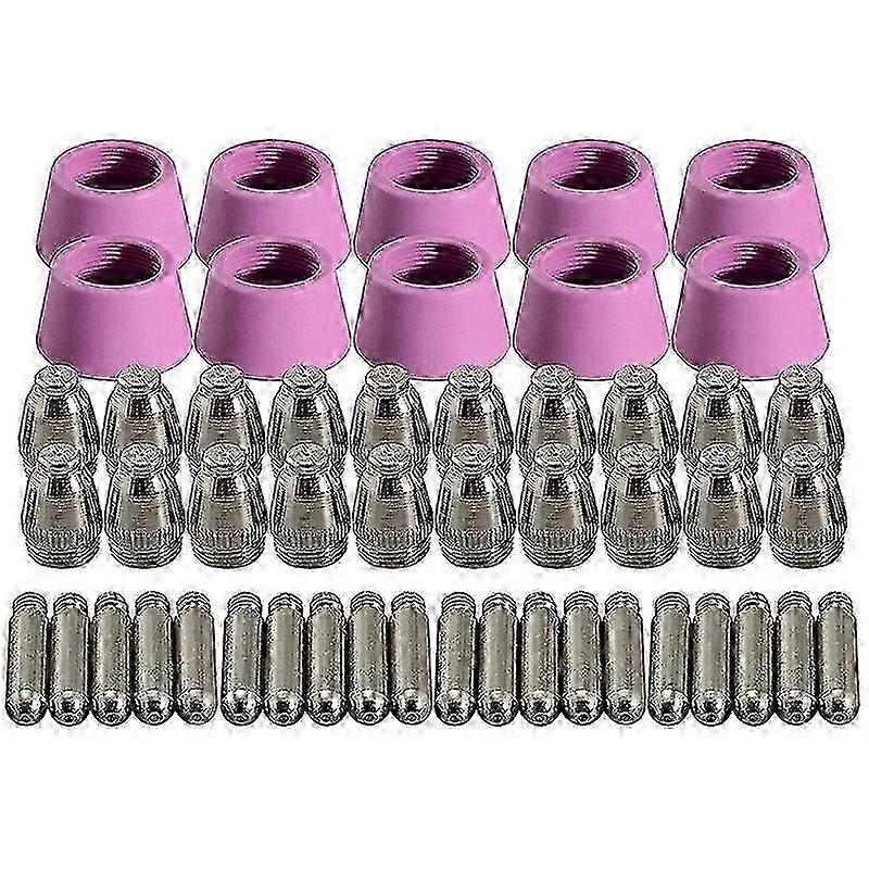 50pcs Plasma Cutter Torch Consumables Electrode Nozzles Cups Set for Various Plasma Cutters Including AG-60 SG-55 WSD-60 Compatible with CUT