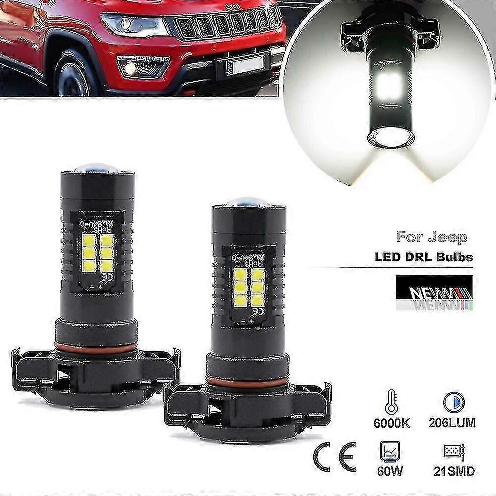 2x LED Daytime Running Lights for Jeep Compass 2017-2021 PSX24W Canbus Parking Lamp DRLs