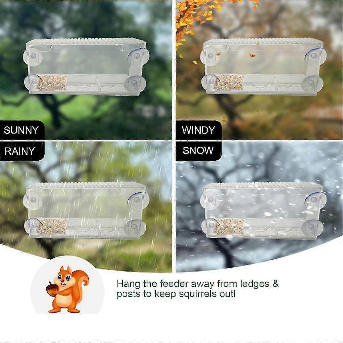 Window Bird Feeder Clear Bird Feeders Window Mounted with 4 Suction Cups and Detachable Tray Transp
