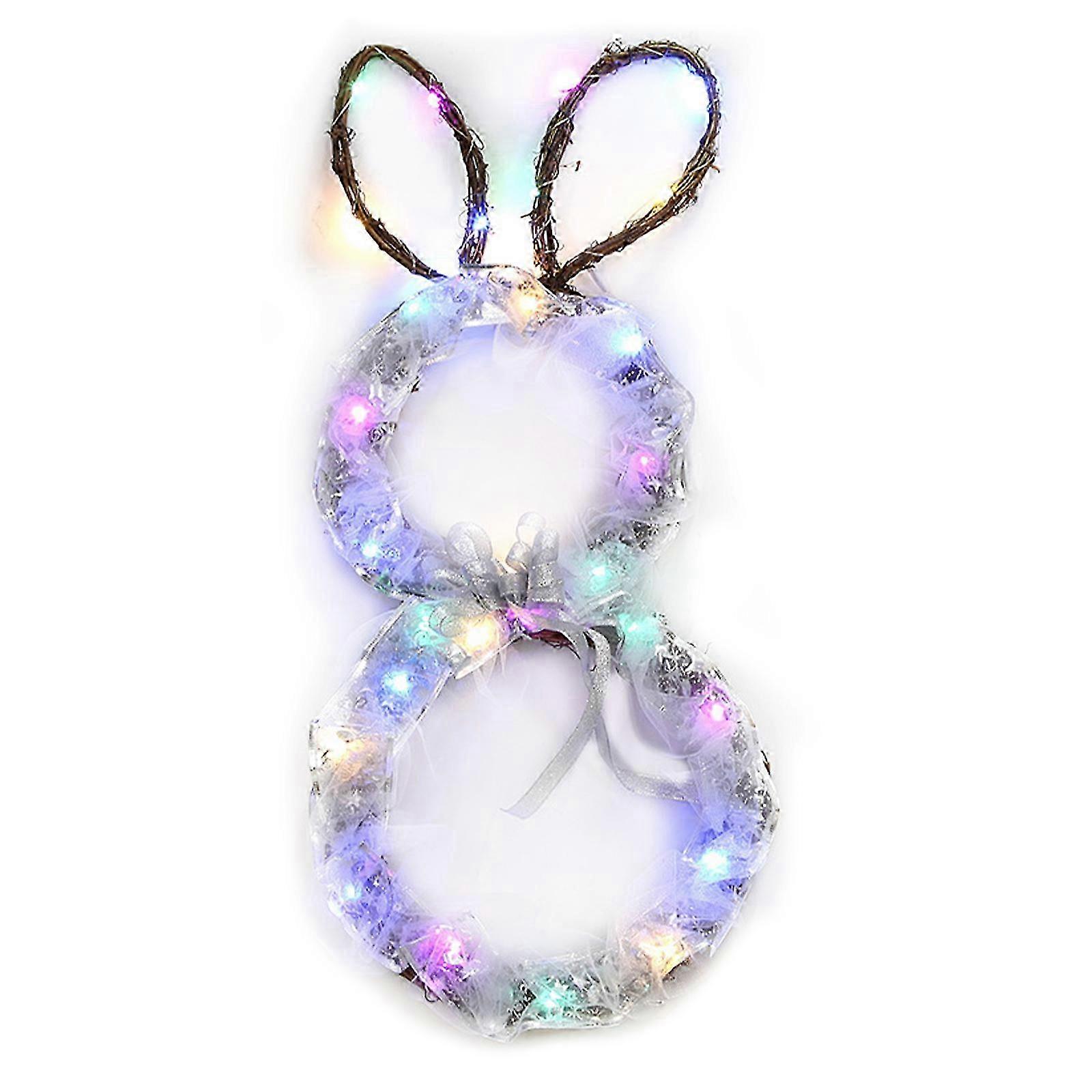 イースターバニーガーランドLED木製籐織り折りたたみ式ソフトライトパーティーの装飾