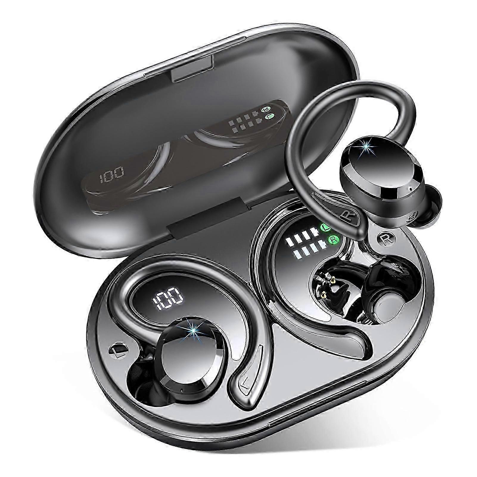 Q38 Waterproof In-Ear Noise Cancelling Bluetooth Headset with Earhook and LED Display for Gym,Running,Workout