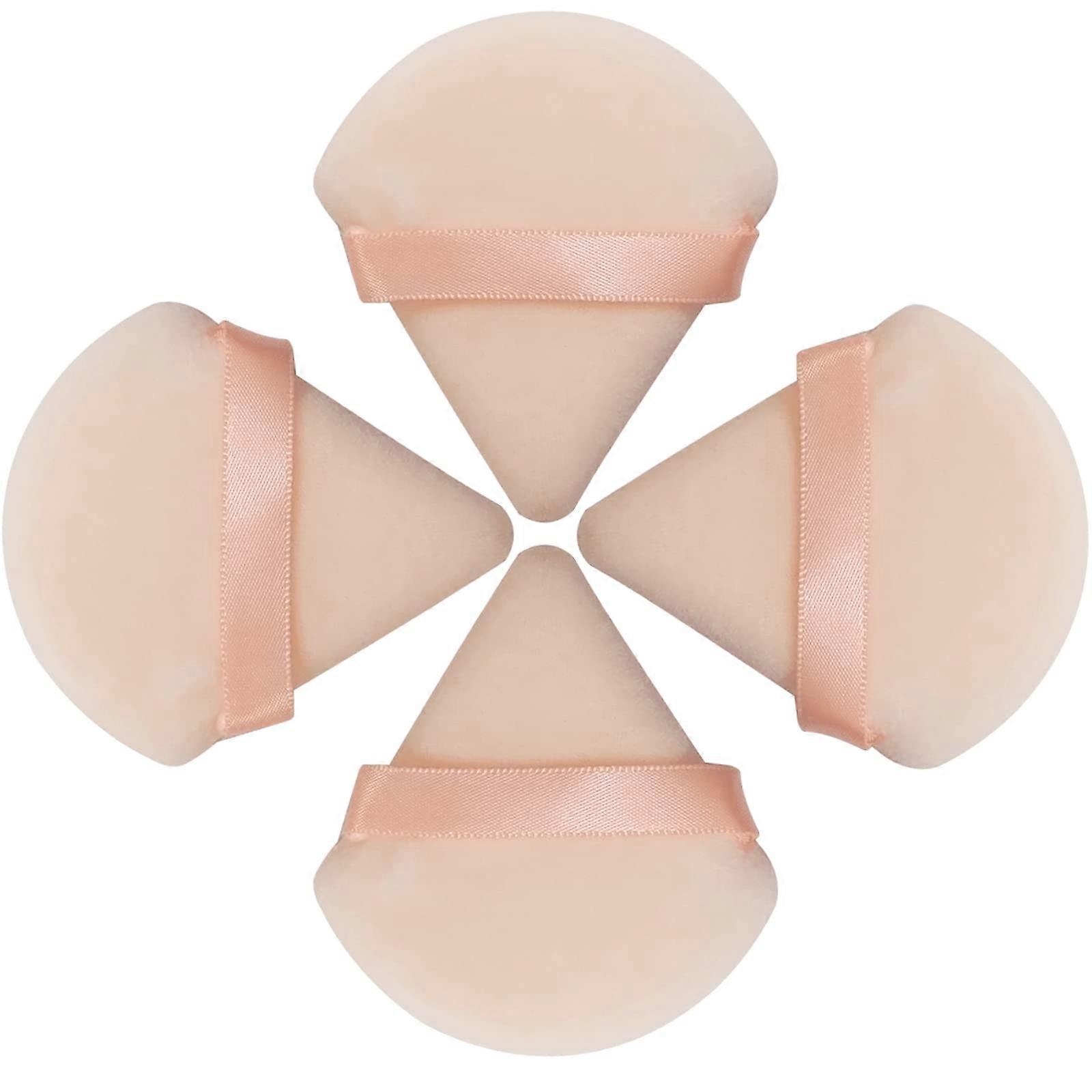 4 pcs powder puffs, triangular powder puffs for pressed powder-beige