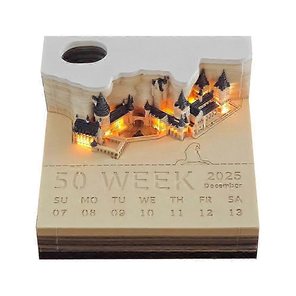 2025 Magic Castle Weekly Calendar with Lights 3D Paper Craft Notepad