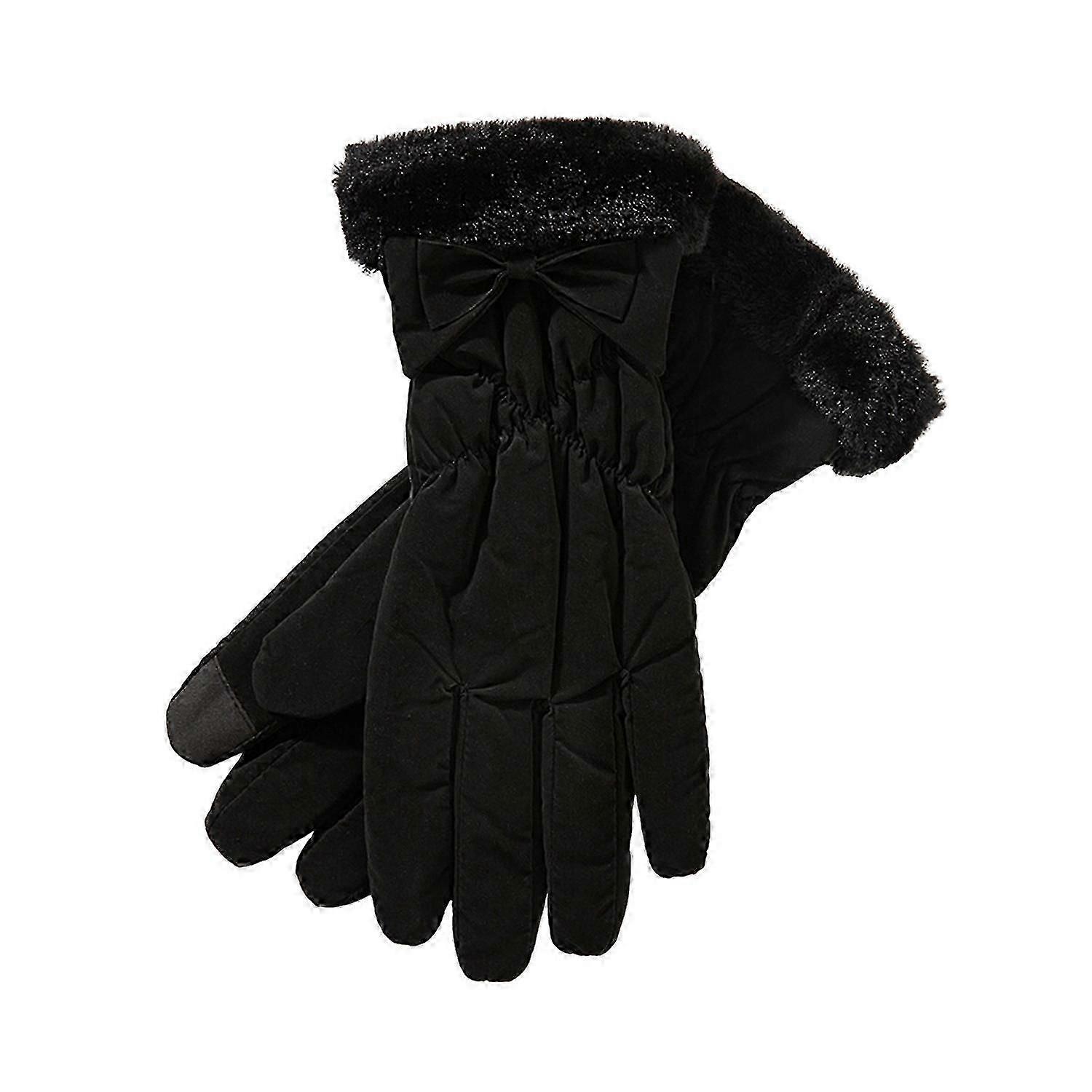 1 Pair Women Winter Cycling Gloves Thick Plush Windpoof Solid Color Touch Screen Waterproof Warm zZ