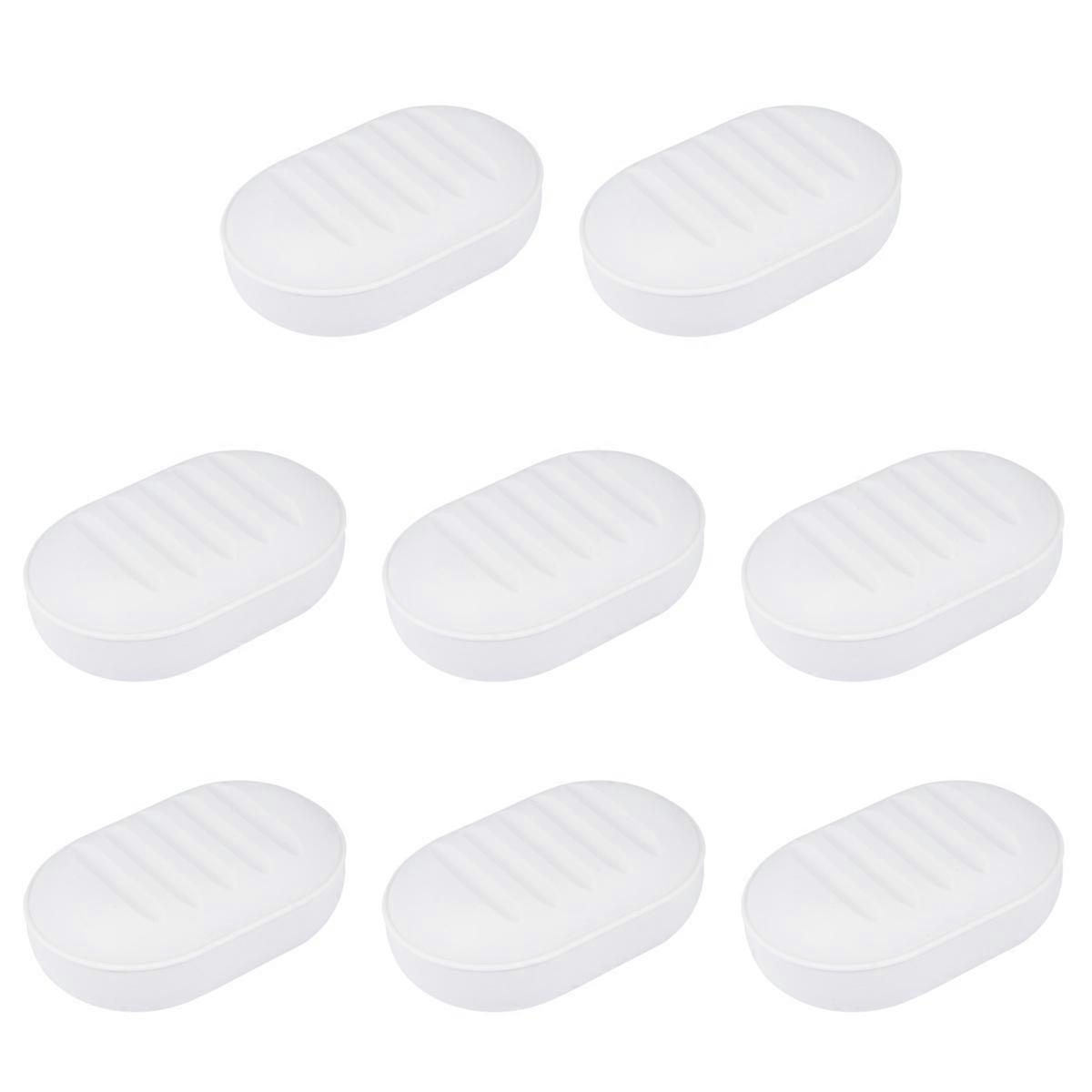 Plastic Soap Case 8Pcs White Soap Dish for Home and Compact