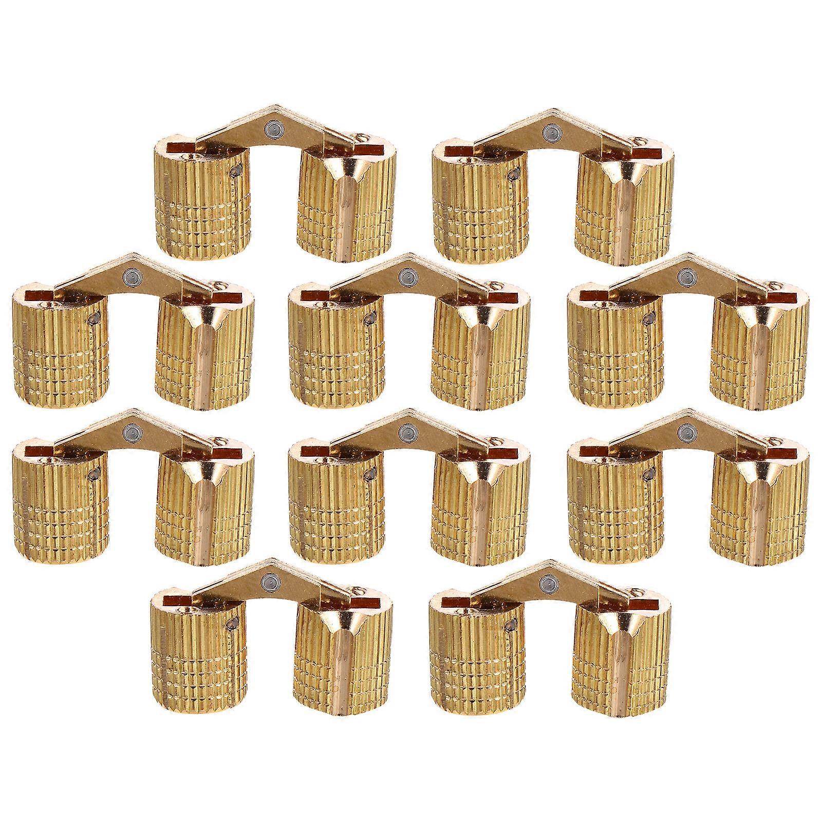 Brass Hinge Cabinet Hinge Furniture Hardware DIY Projects 2.5X1.5cm Golden 180 Degree Opening 10Pcs