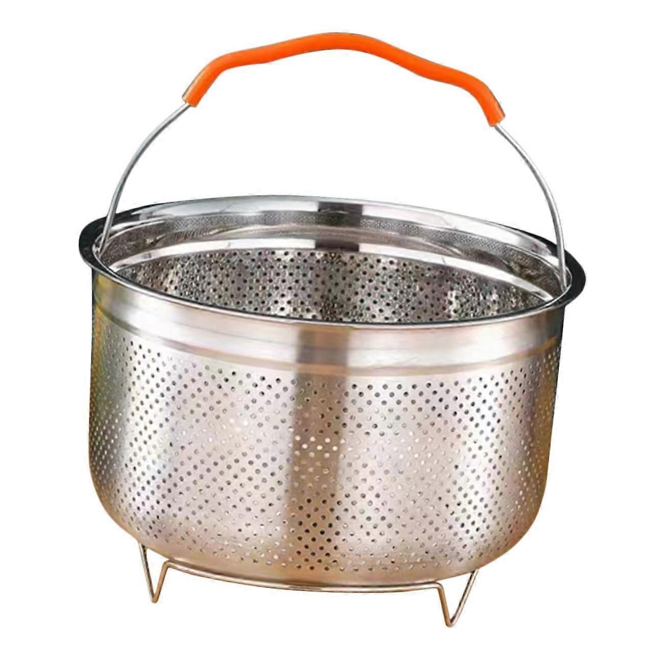 Vegetable steaming basket with handle