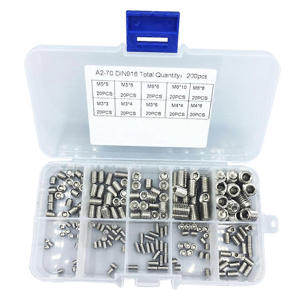 Socket Set Screw Machine Screws Assorted Assembly Easy Installation Silver 200Pcs