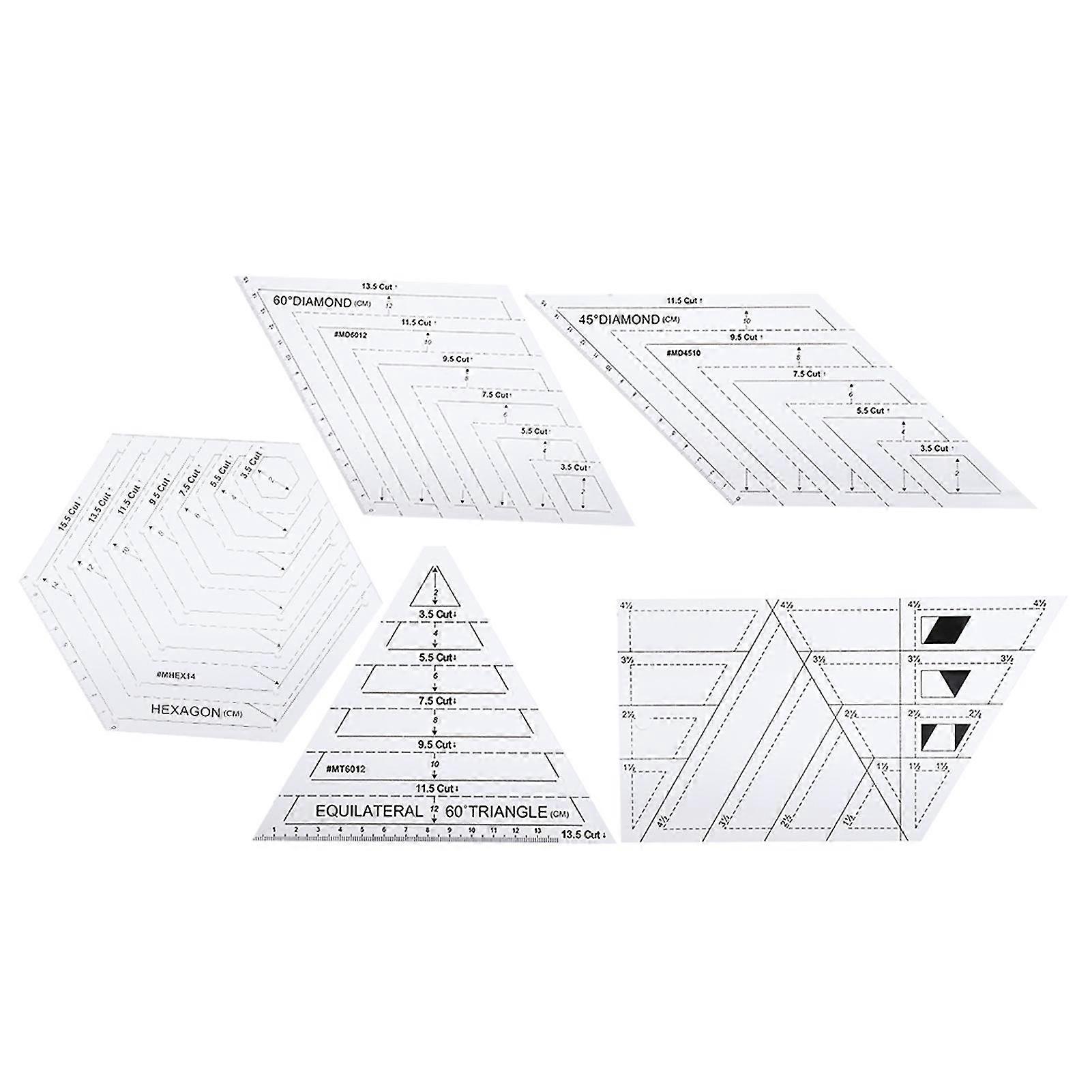 5Pcs PatchWork Ruler Quilting Templates Transparent Sewing Cutting Craft Manual DIY Tools SZRH