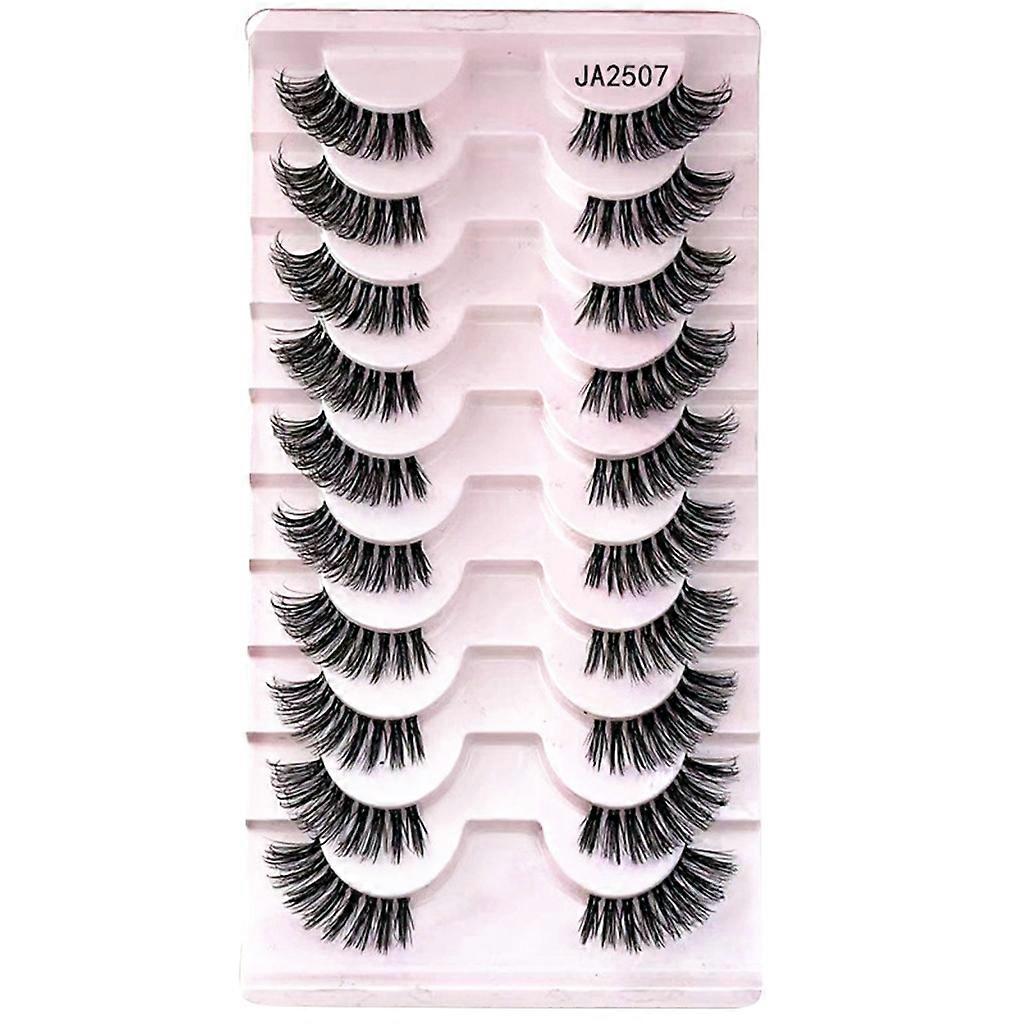 Half Eyelashes Natural Look Wispy Cat-Eye Lashes 3D False Eyelashes Fluffy Soft 10 Pairs Synthetic Fiber Fake Lashes Set