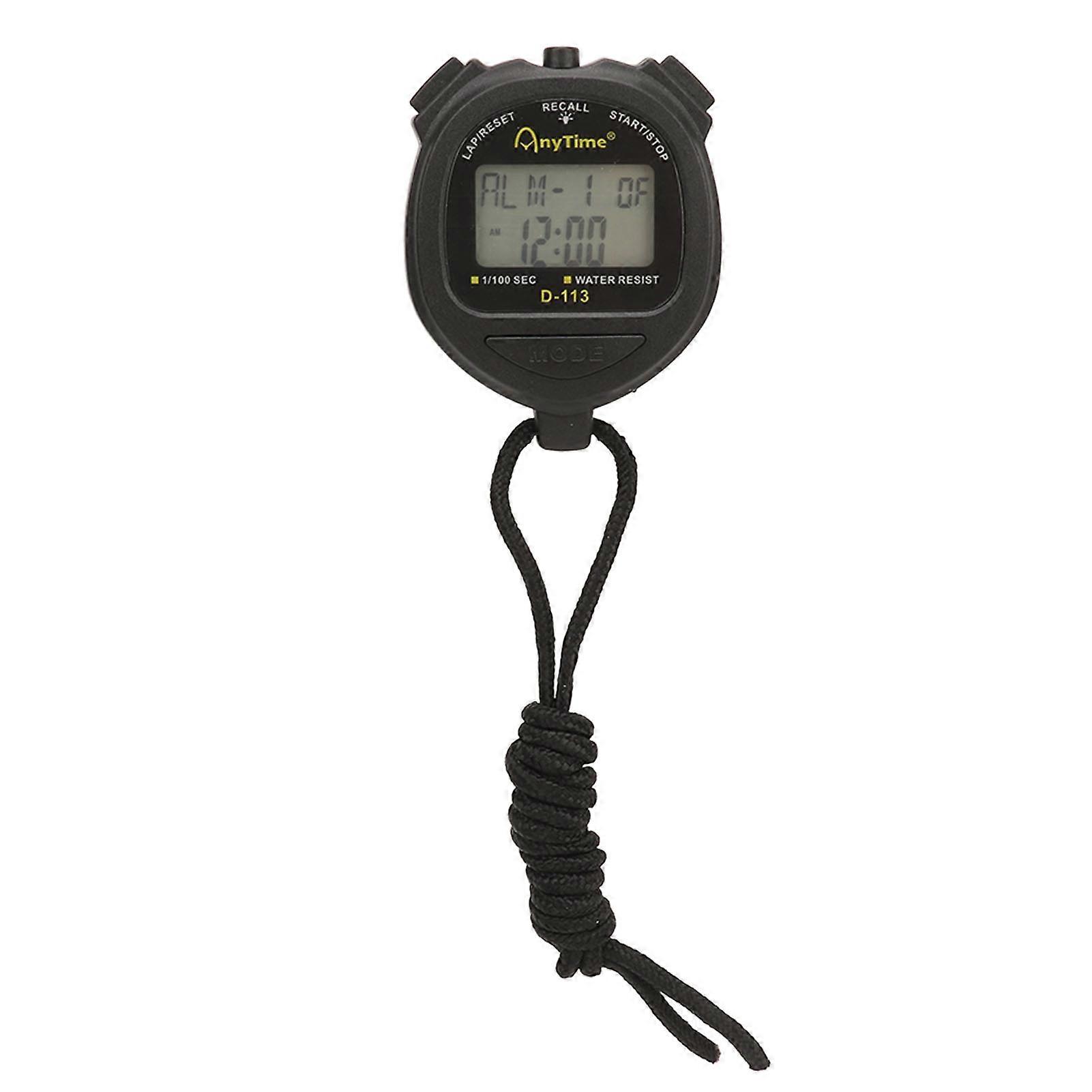 Digital Stopwatch 60 Lap Memory Sports Timer Waterproof with Lanyard Date Time Alarm for Coaches Swimming Running