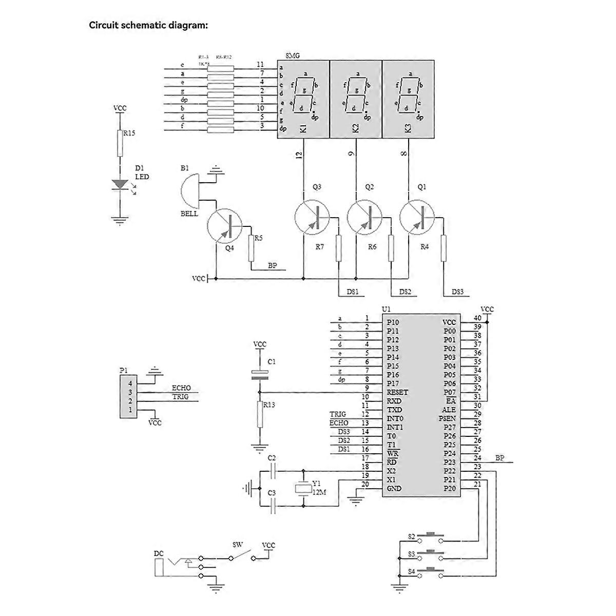 Ultrasonic Ranging Alarm Kits LED Display Design of Reverse Alarm DIY Kit Ultrasonic Sensor Module