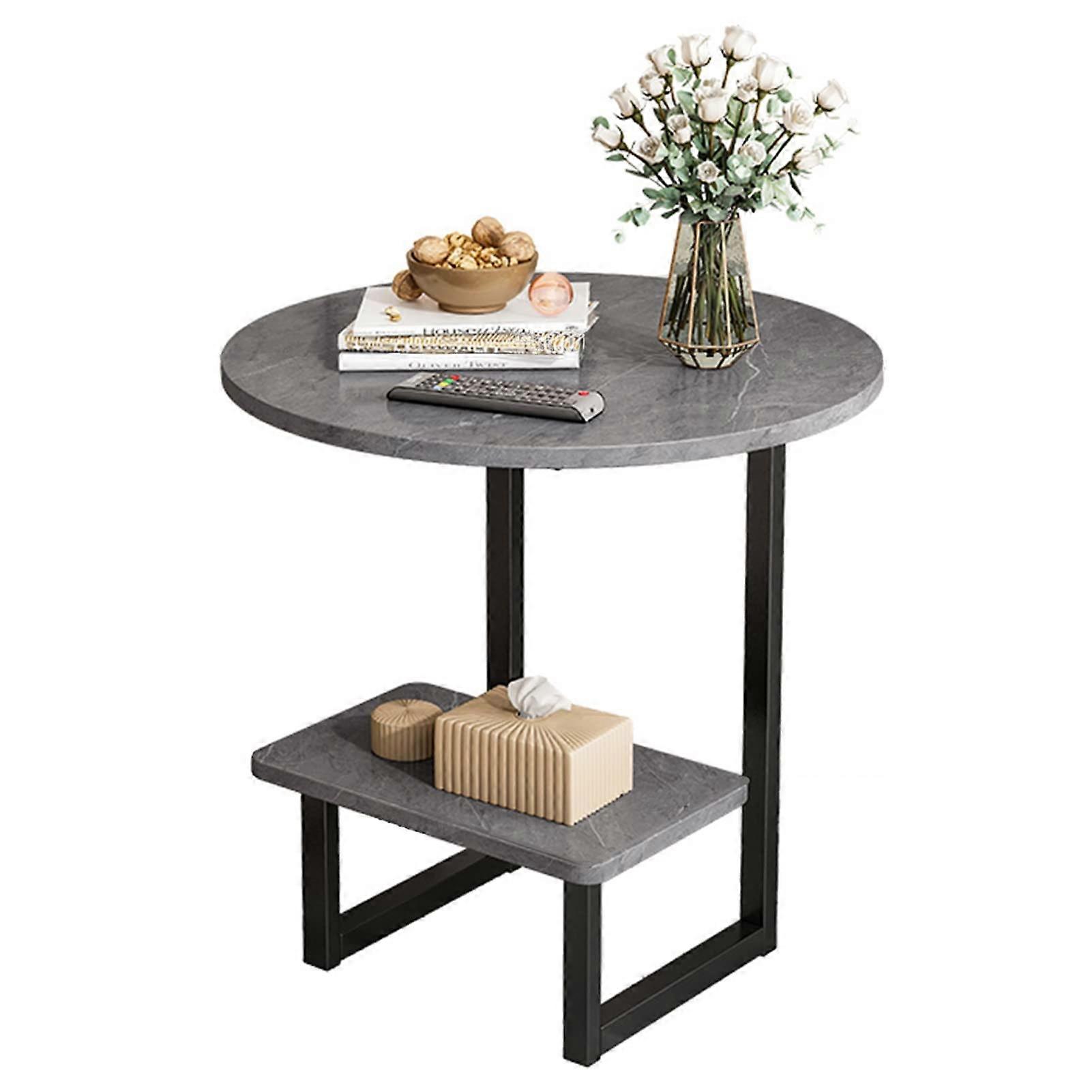 Round Stacking Coffee Table, Modern Sofa Side Tables, Minimalist Metal Frame, Easy Assembly