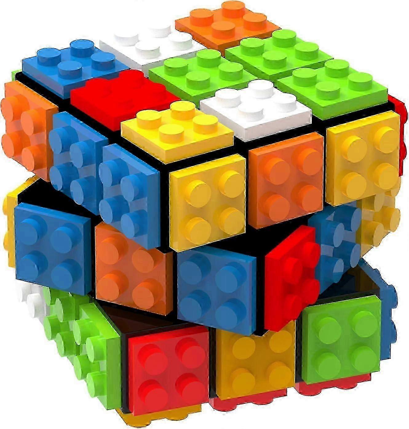 Speed Magic Rubix Cube 3 x 3 Buildable Bricks in 1 Toy for Kids and Adults Compatible with Lego-Compatible Toys, Black