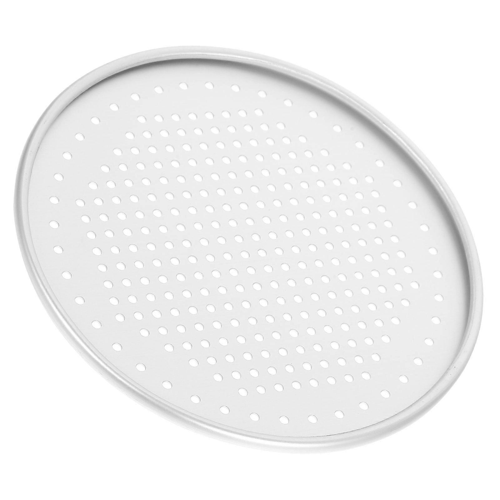 Round Food Pan Fine Mesh Design Aluminium Perforated Design Crispy Pizza Crust Home Cooks 1Pack