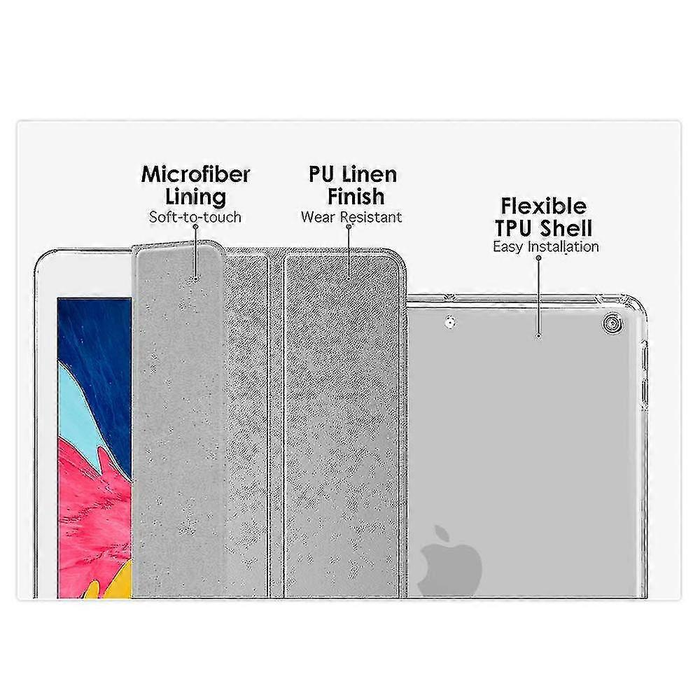 Rebound Trifold Smart Case with Auto Sleep/Wake Function Suitable for 10.2 Inch Tablet in Silver Color